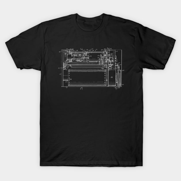 Driving and supporting means for high speed printing drum Vintage Patent Hand Drawing T-Shirt by TheYoungDesigns